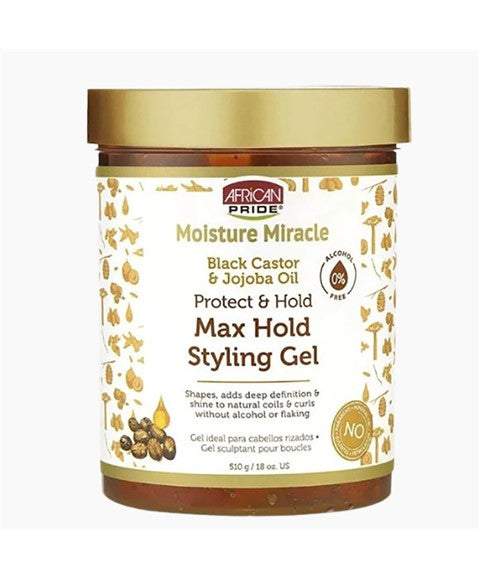 African Pride Moisture Miracle Black Castor And Jojoba Oil Max Hold Styling Gel